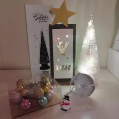クリスマスLEDピンクツリー、キャンドルホルダー、LEDライトパネル、スノーマン
