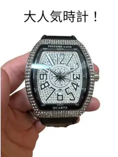 大人気 時計 オマージュ PINTIME シルバー ジルコニア メンズ お洒落