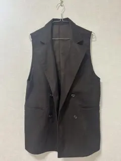 ブラック ダブルボタン ノースリーブ ベスト M