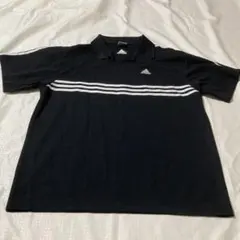 adidas アディダス　3本ライン　ポロシャツ ブラック　Lサイズ