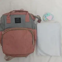オムツ交換可❕マザーズバッグ バックパック ピンク グレー 出産祝