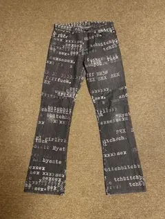 90s Hysterics タイプライター フレア ブラック デニム