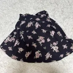 花柄 フレアミニスカート ブラック