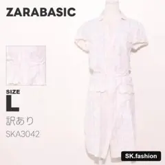 訳あり ZARA BASIC ワンピース 膝丈　半袖　ストライプ　フロントボタンのサムネイル