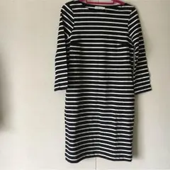 新品 earth music＆ecology 黒×白 ボーダーサックワンピース