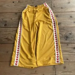 ジャージ ワイドパンツ ハート柄 イエロー