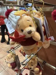 プーさん　ぬいぐるみキーホルダー　キーチェーン 紅葉