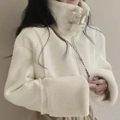 白 ボア アウター