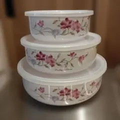 ホーロー 保存容器 Pretty Flora 保存容器 3個セット