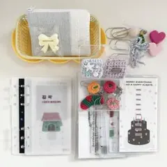 【1セット限定】　韓国　バインダー　貯金　リフィル　クリップ　毛糸　リング