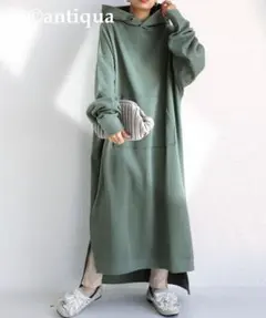 antiqua✨ゆったり✨パーカーロングワンピース✨大きいサイズフリーサイズ