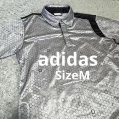 アディダス テーラーメイド 総柄 光沢 半袖 ポロシャツ グレー系 メンズ M