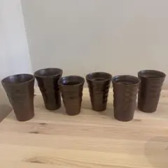 フリーカップ　ビールグラス　陶器　備前焼