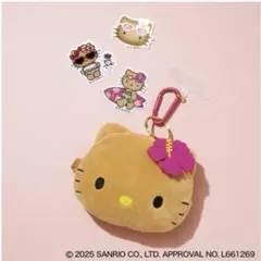 日焼け ハローキティ ぬいぐるみ ポーチチャーム＆ ステッカー3枚セット