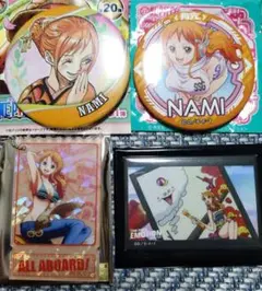 ワンピース　ALL ABOARDアクキー　輩缶バッジ　花札柄缶マグネット　ナミ⑫