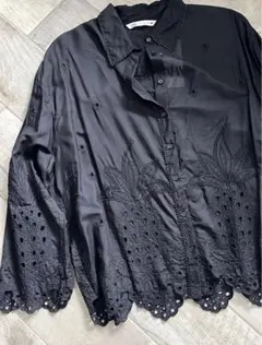 Zara レースシャツ　ブラック