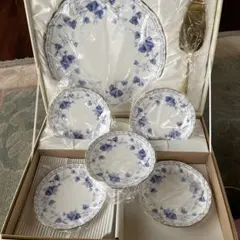 ナルミボーンチャイナミラノケーキ皿サーバー付き取り分け皿5枚セット