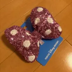 ミニー　スパンコール　リボン　ヘアゴム　ピンク