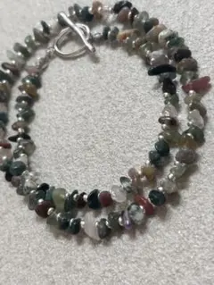 ●877 ビーズネックレス　天然石ネックレス　インドメノウ