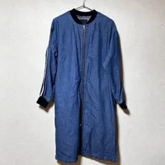 SPINKLE デニム風ロングジャケット M 青 軽やか 大人カジュアル 上品
