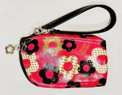 お値下げ❣️即MARY QUANT ★美品】華やか❣️花柄×ピンク×ゴールドポーチ