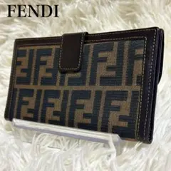 ✨️美品 フェンディ ズッカ柄 長財布 キャンバス レザー ダーク