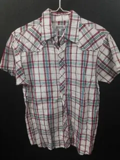 半袖シャツ　チェック　赤青　ms-901 5点以上購入で全品半額対象品