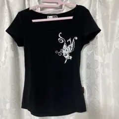 Ozz On 蝶刺繍 半袖Tシャツ ブラックのサムネイル
