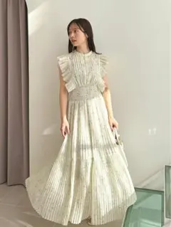 インナーなし　SNIDEL Sustainableフリルワンピース　ミント　0