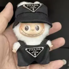 ラブブ★ぬい服 オーバーオール　帽子　2点セット ブラック