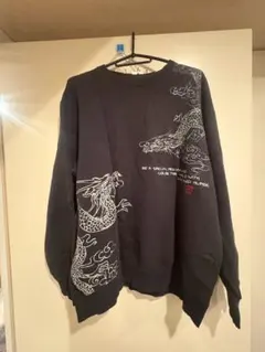 龍柄バックプリント　黒スウェット 2L