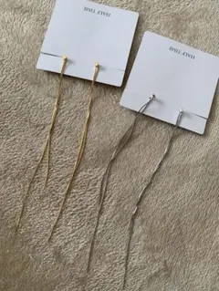 ツイストデザイン ロングピアス(ゴールド・シルバー)