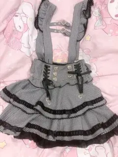 リズリサ サスペンダー付きスカパンスカート ギンガムチェック