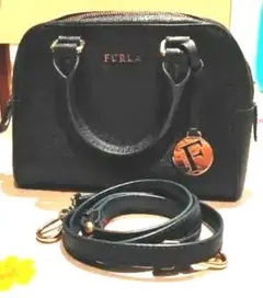 極美品　FURLA フルラ ショルダーバッグ ネイビー ミニエレナ 2way