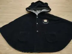 リバーシブル フリース ポンチョ 紺 ストライプ