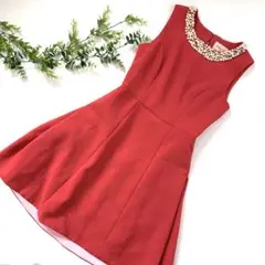 JUSGLITTY パールビジュー付きワンピース 結婚式　パーティー　サイズ2