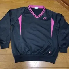 YONEX Vネックウォームアップウェア ブラック/ピンク ユニLサイズ