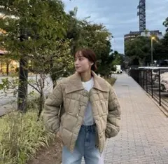 nugu カラーニットキルティングジャケット　ブルゾン