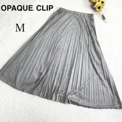 【オペークドットクリップ】ロング フレアスカート グレー系 ウエストゴム M