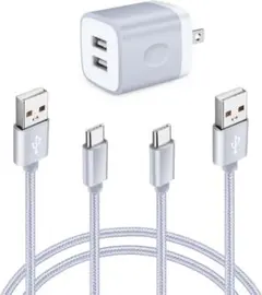 AK-JP USB充電器1個+type cケーブル2本(1.8m+0.9m)