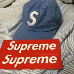 SUPREME 青色 Sロゴ キャップ
