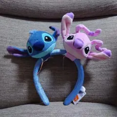 香港ディズニーランド　スティッチとエンジェル カチューシャ　カスタマイズ