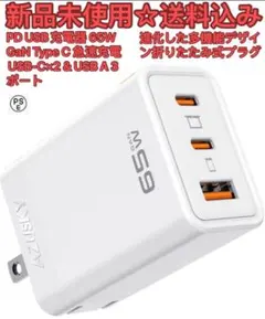 azusky 進化した多機能デザイン PD USB充電器 65W 急速充電器