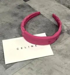 CELINE ショッキングピンク ロゴスカーフ調 ヘアアクセサリー カチューシャのサムネイル