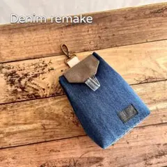 チョークバッグ デニムリメイク ハンドメイド スマホポーチ バッグ スマホケース