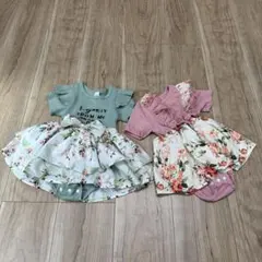 フラワープリント　ワンピース　ロンパース2点セットのサムネイル
