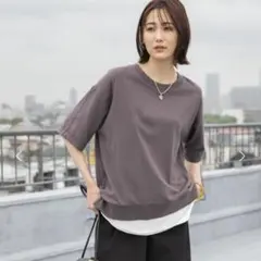 GLOBAL WORK フェイクレイヤードTシャツ