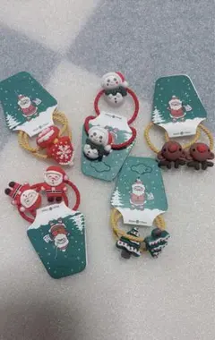 クリスマスモチーフ ヘアゴム 5個セット