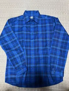モンベル　Kid's 150 青系チェック長袖シャツ