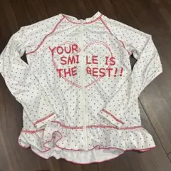 水玉模様 フリル付きラッシュガード